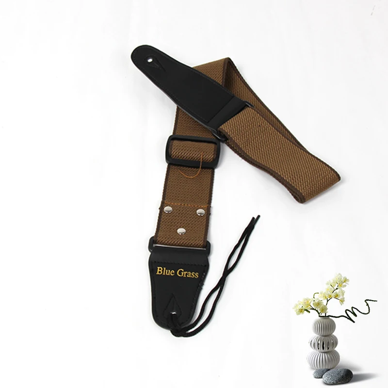 Регулируемый ремешки тканый хлопчатобумажный ремень для гитары с кожаными