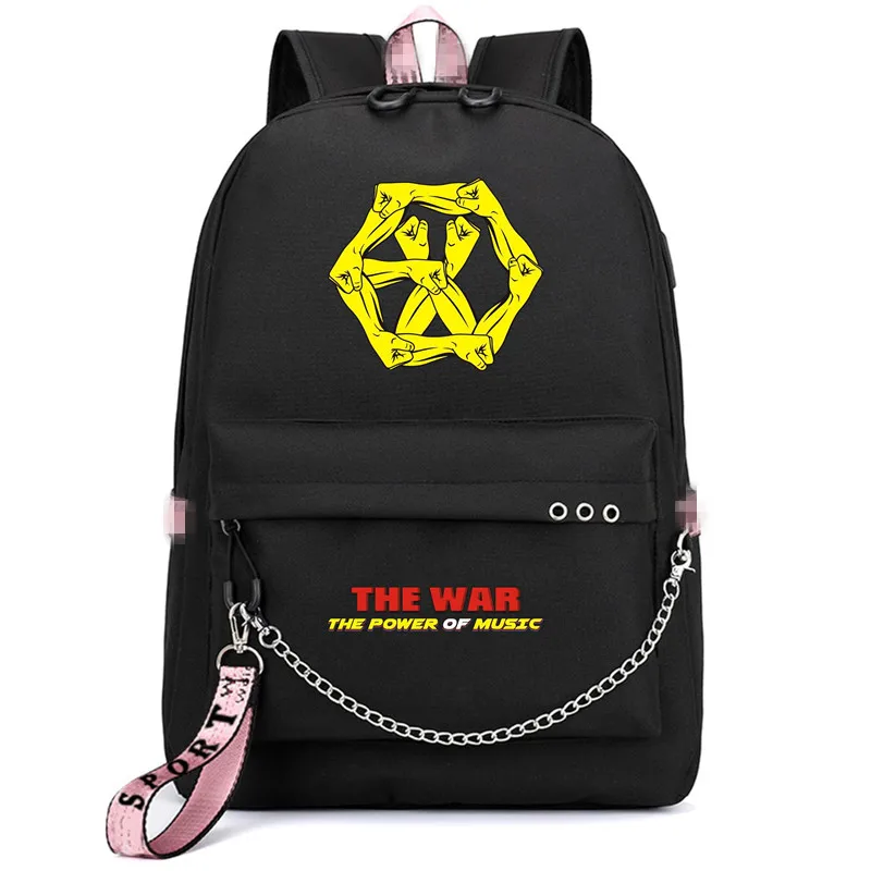 Mainlead Kpop EXO Lucky One The War холщовый школьный рюкзак для ноутбука с USB-разъемом наушников