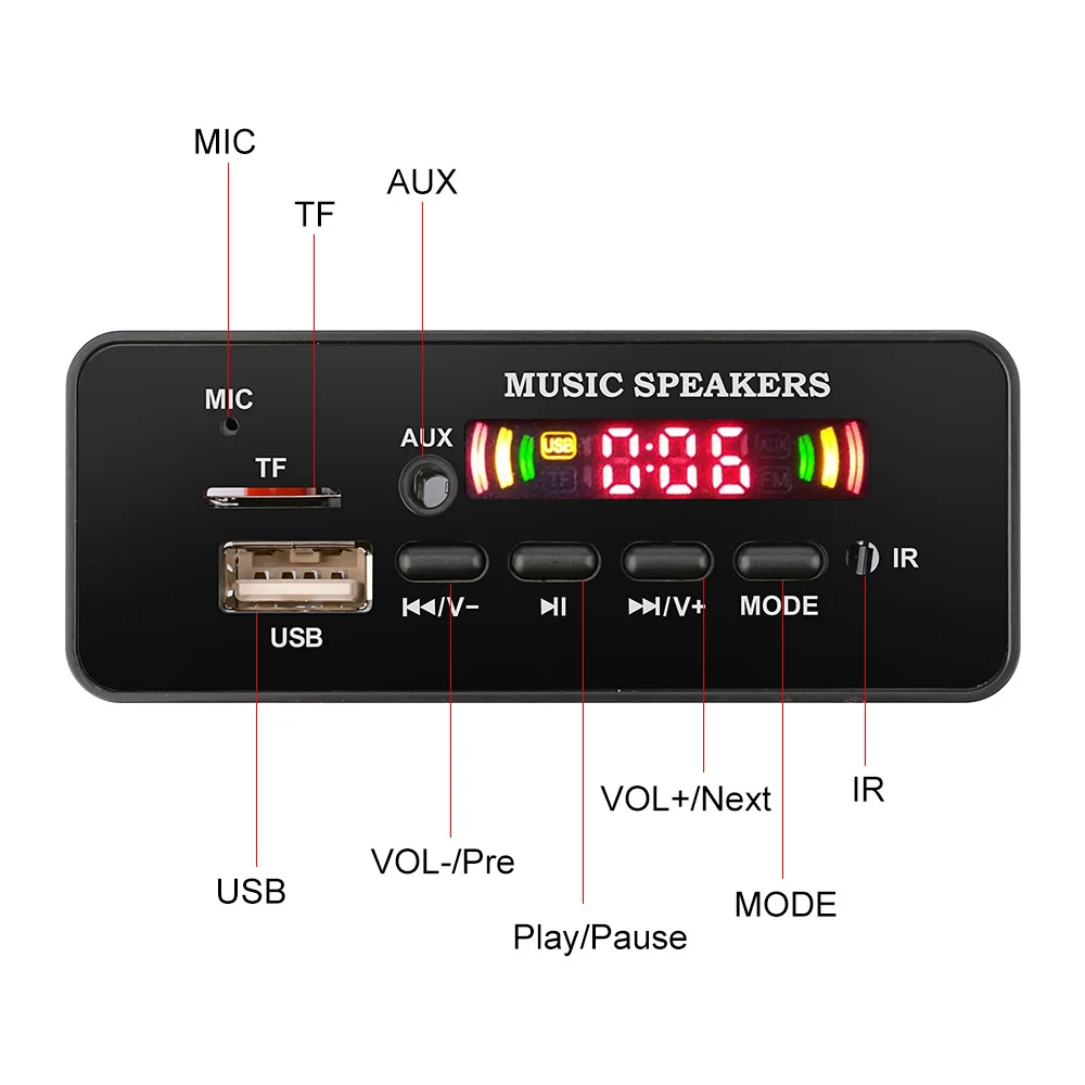 AIYIMA 12 в Bluetooth декодер доска цветной дисплей декодирование MP3 плеер wma wav FLAC USB TF FM DIY звук динамик, усилитель звука