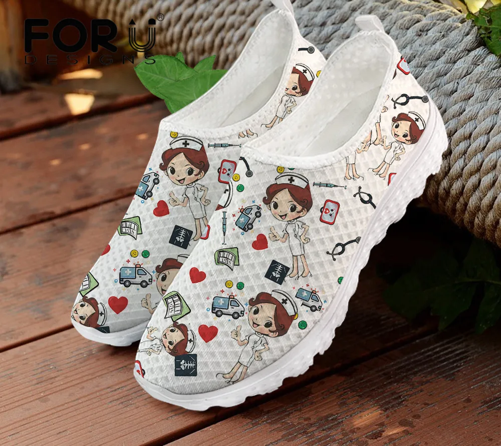 

FORUDESIGNS Brief Style Ladies Sneakers Nursing Ambulance Design Flats Shoes Summer Fashion Slip-on Footwear Zapato Mujer 2021
