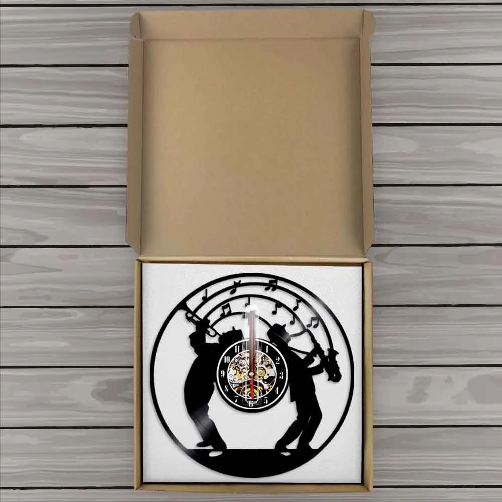 Музыкальные креативные настенные часы Jazz современный дизайн виниловые с записью