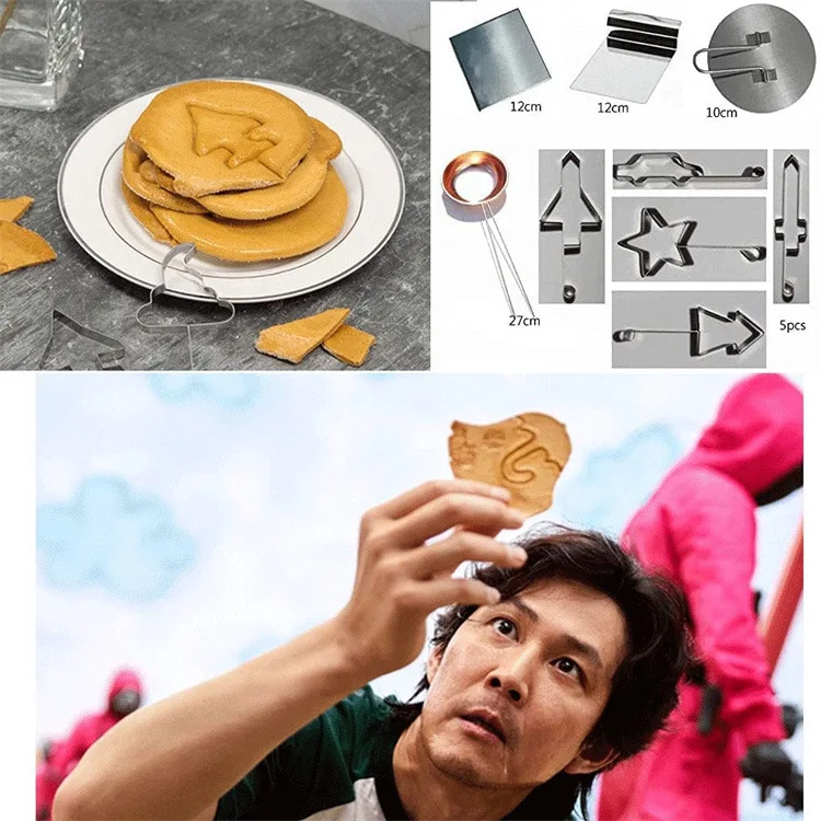 

Dalgona Squid Game Same Style Chocolate Mold Squid Game Candy Mold Cookie Mould Baking Tools Korea Drama Show Candy Making