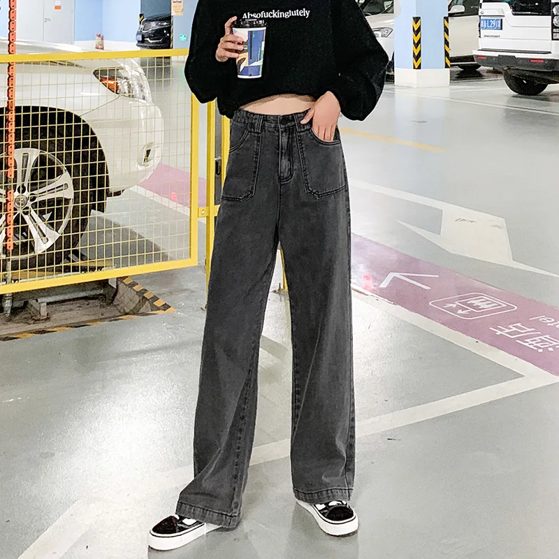 

Jeans Women Wide Leg Ladies Streetwear Harajuku BF Womens Clothing All-match Girls Simple Leisure Retro trousers Straight pants