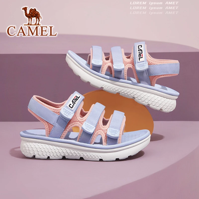 CAMEL Women's Shoes Outdoor Summer Thick-soled Mid-heeled Casual Sports Beach Sandals Flat Bottom Water Shoes Female