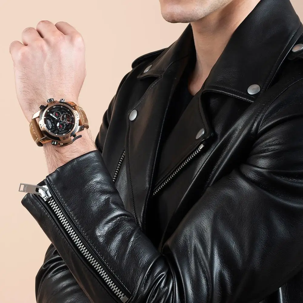 Часы наручные мужские с простым циферблатом и автоматическим ремешком из