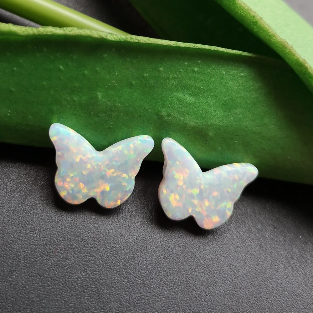 10pcs/ lot  11x15mm OP17 white Butterfly Opal Synthetic Butterfly Opal Stone  for DIY Jewelry