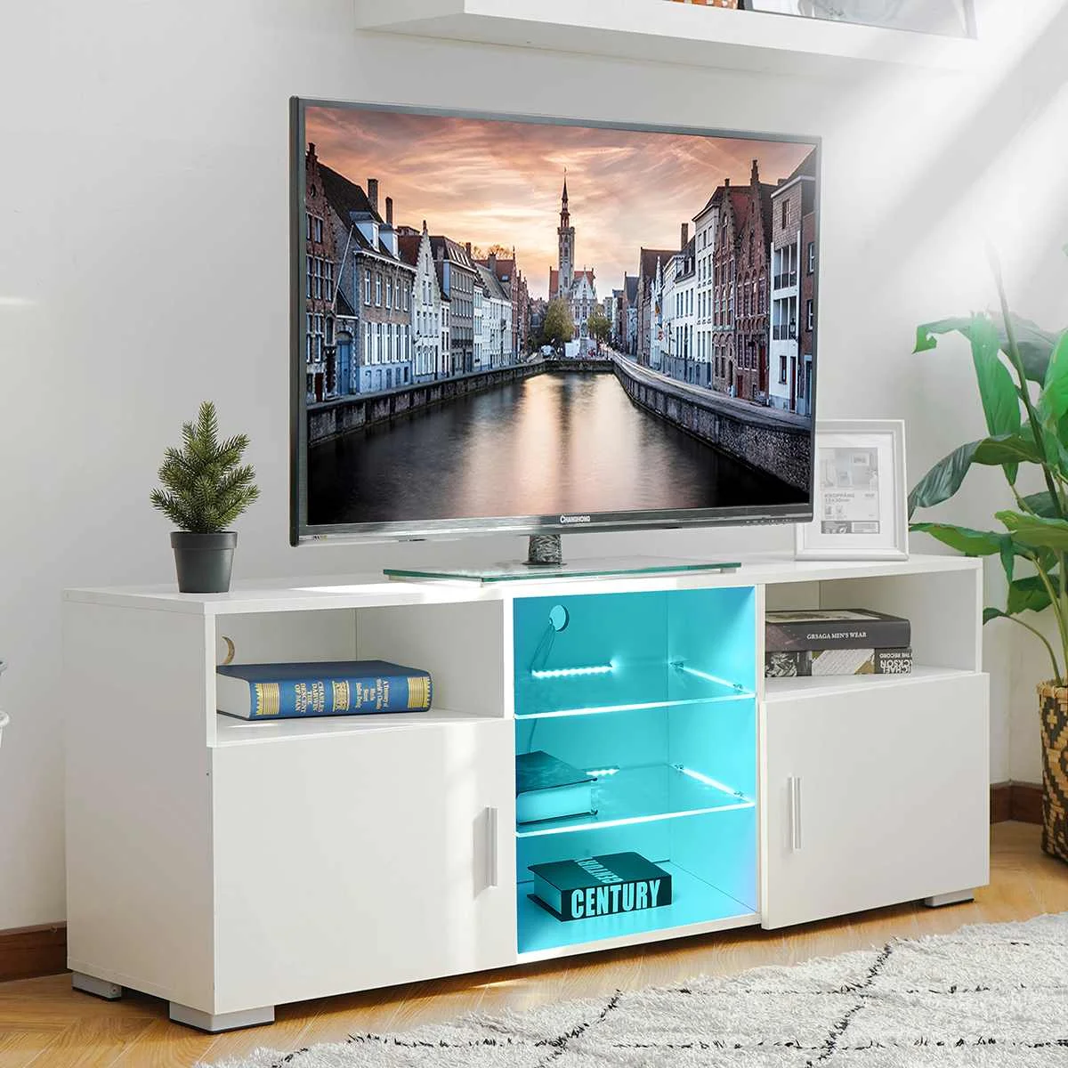 Cabinet 57 Inch Tv Tables Home Furnishings Tv Stand With Storage Space Living Room Furniture
