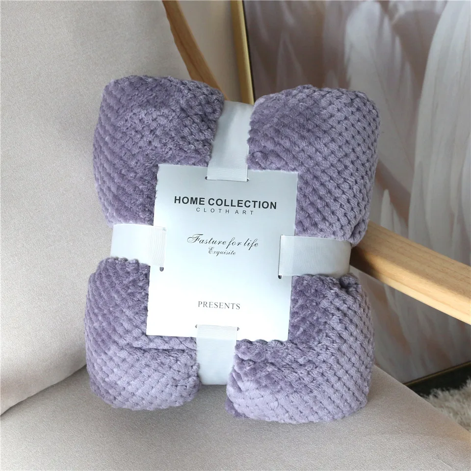 Mediun Purple Постельные принадлежности, Фланелевое Флисовое одеяло, мягкое одеяло, однотонное покрывало, плюшевое покрывало для кровати, дивана, рождественский подарок, Прямая поставка - Цвет: Mediun Purple