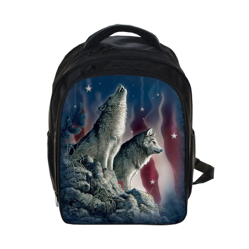 Рюкзак с 3D-принтом волка для мальчиков-подростков школьные ранцы детского сада