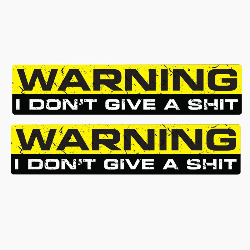 

2 Pieces WARNING I DONT GIVE A SHIT Car Sticker Window Decoration Windshield High Quality Vinyl Scratches Waterproof PVC