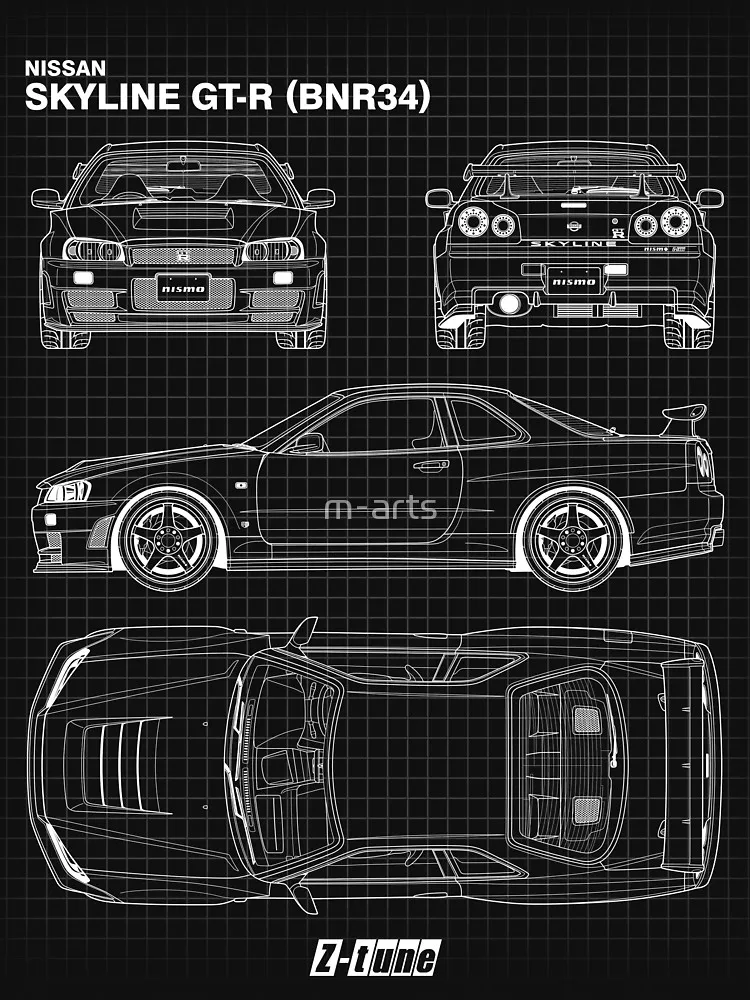 Page One Повседневная летняя крутая синяя печать Nis Skyline Gt-R двигатель турбо