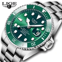 lige top brand luxury men quartz watches waterproof date clock male sport watch for men green wrist watch relogio masculinobox