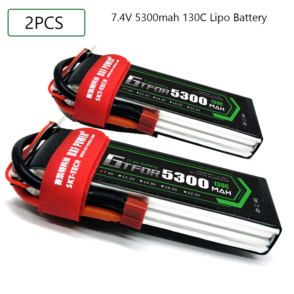 

Литий-полимерный аккумулятор GTFDR 2S 7,4 В 5300 мАч 130C-260C XT60 T Deans XT90 EC5 50C для гоночных FPV дронов самолетов, внедорожников, автомобилей, лодок