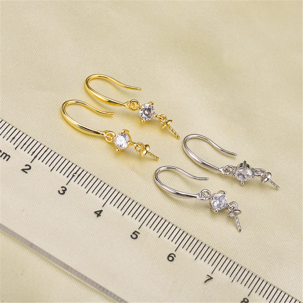 

Plated Silver Earrings Mountings Pearl Ear Wires Earrings Hook Findings Settings for DIY Stud Earrings Jewelry Making Findings