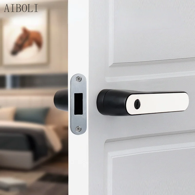 Minimalist Door Lock Indoor Bedroom Door Lock Door Handle Magnetic Mute Lock Ecological Wood Door Lock