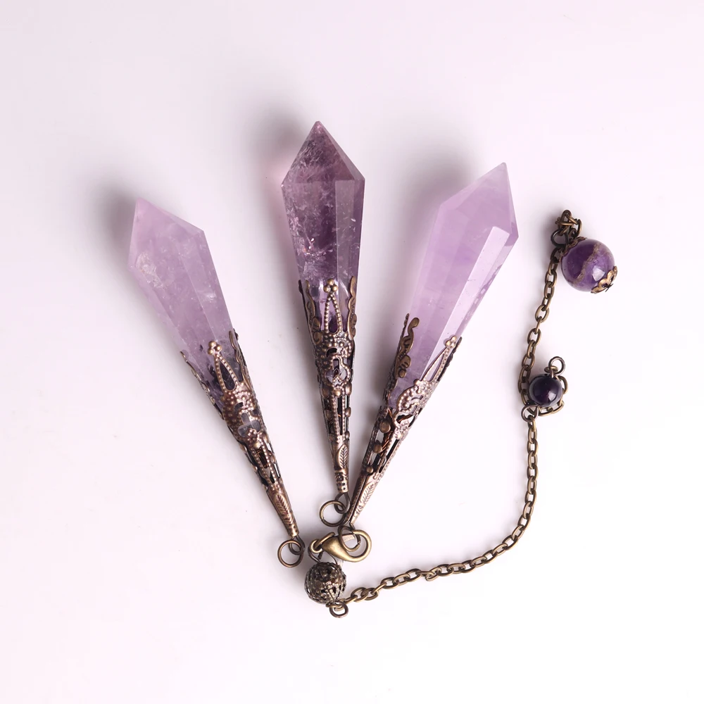 

Reiki Healing Spiritual Wicca Pendulums Natural Stones Pendant Amulet Crystal Meditation Pendulum Charm Jewelry for Men Women