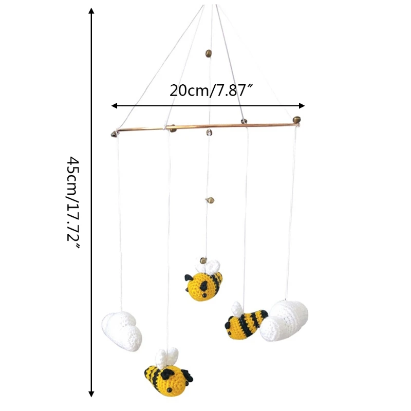 

Baby Rattle Crib Mobiles Toy Bed Bell Knitting Wool Bee Cloud Wind Chime Pendant