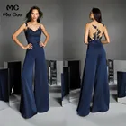 Темно-синий комбинезон для матери невесты платья без рукавов Кружевное платье с аппликацией для гостей свадьбы платье на пуговицах для матери невесты