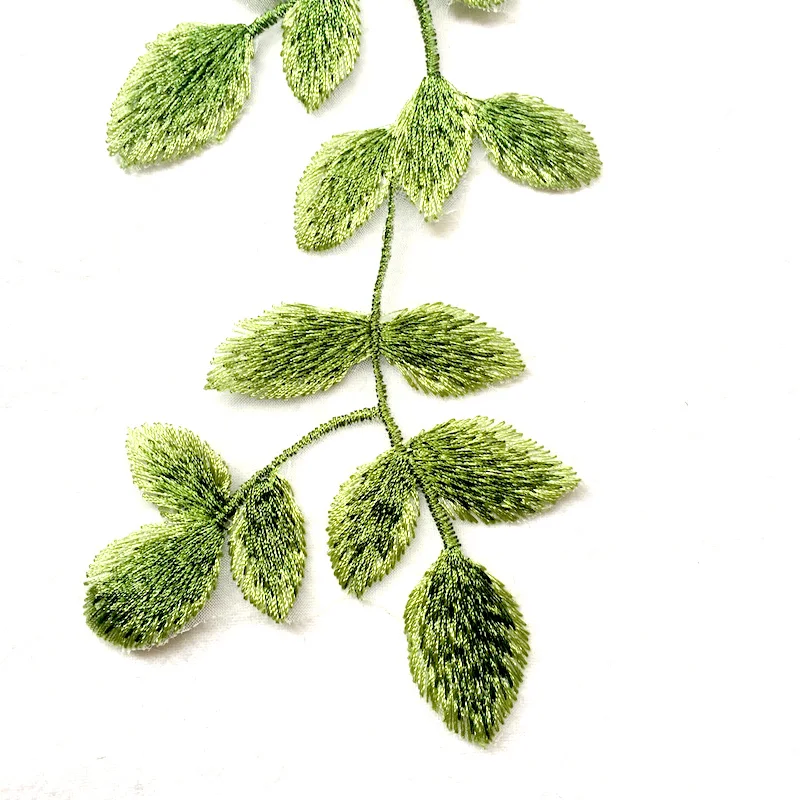 1 пара Красивых высококачественных зеленых кружевных аппликаций с листьями