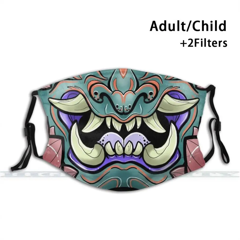 

Oni Face Custom Design For Adult Kids Anti Dust Filter Diy Cute Print Washable Mask Oni Demon Mask Japanese Fangs