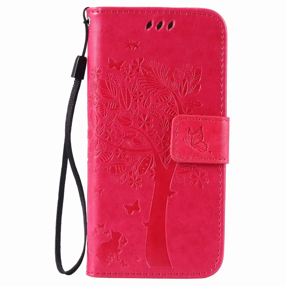 Rose Кожаный чехол для Apple iPhone 11 Pro Max XR X XS 4 4s 5C 5S 6S 7 8 Plus для iPod Touch 5 6 дерево кошка шаблон телефон Капа D06F - Цвет: Rose