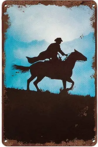 

Cowboy Metal Tin Sign,Riding A Horse Alone,Metal Tin Signs Poster Wall Decor for Bar Cafe Home Garage 12x16 Inch