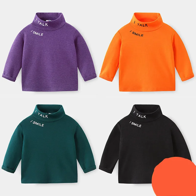 

Kids Long Sleeve Tshirt 3-9 Y Toddler Boys Cotton Turtleneck Bottoming Shirt 2020 Autumn Winter Baby Letter Tops Child Clothing