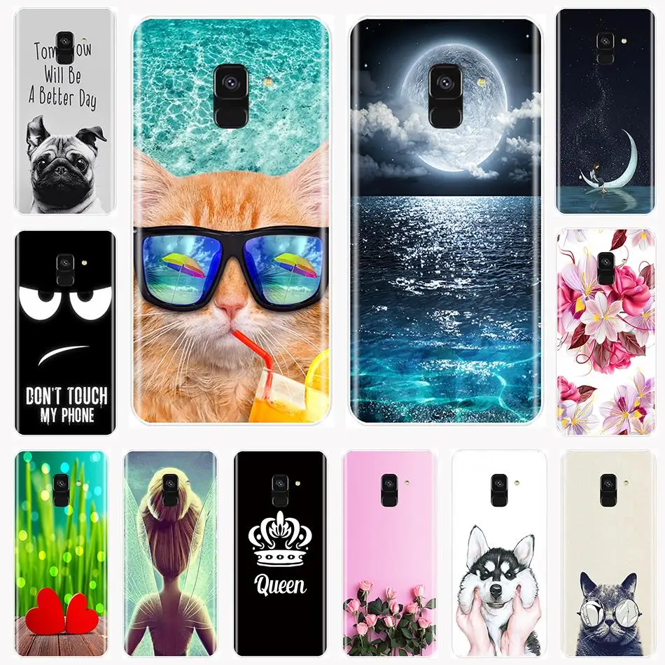 

Silicone Phone Case For Samsung Galaxy A6 A8 Plus 2018 A5 A7 Cartoon Cute Cat Soft Back Cover For Samsung A3 A5 A7 2016 2017