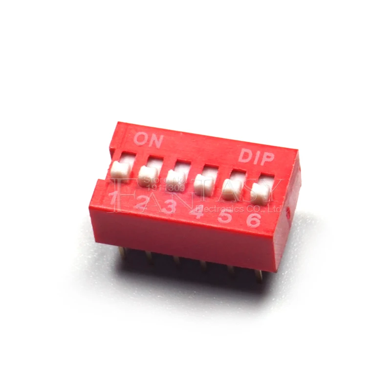 10PCS DIP Switch 6 bit Way 2.54mm Toggle Red Snap Wholesale Electronic | Электронные компоненты и принадлежности
