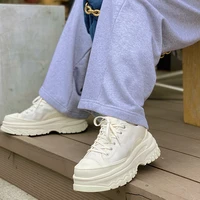 brand womens white shoes new chunky sneakers for women lace up white vulcanize shoes thick bottom canvas casual shoes platform