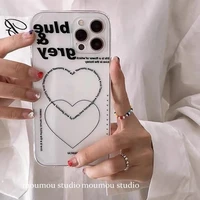 fashion heart letters rose phone case for iphone 11 12 13 pro xr xs max x 7 8 plus shockproof cute soft silicone clear cover