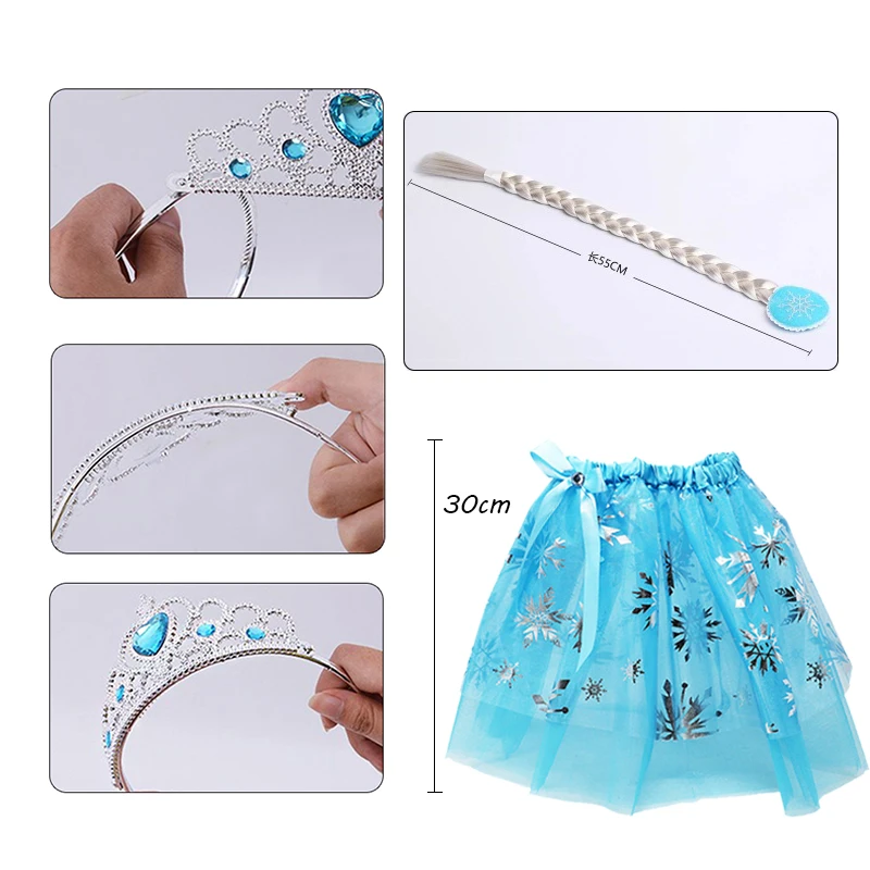 Платье принцессы аксессуары коронки палочки юбка игрушки для девочек вечерние