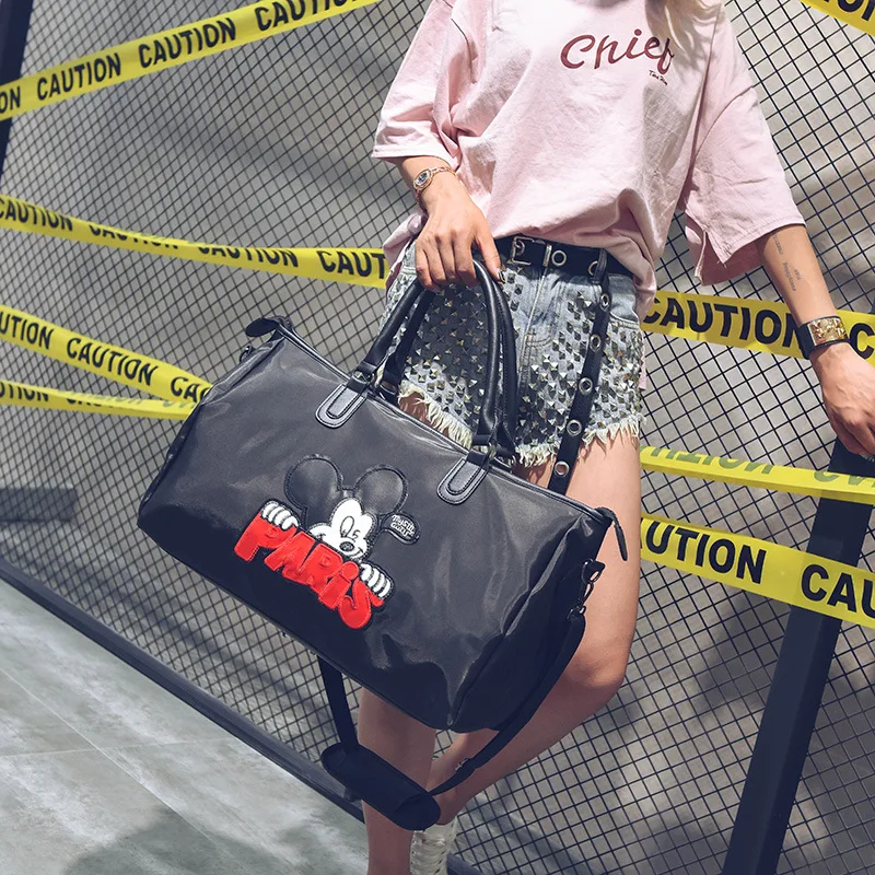 Disney Mickey mouse waterproof cartoon bag shoulder student luggage lady hand travel Boarding big package handbags | Багаж и сумки