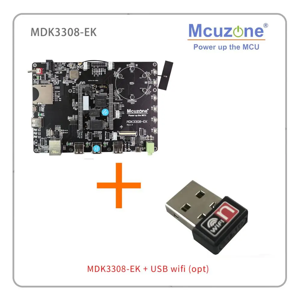 3308-EK and USB wifi Rockchip RK3308 MDK3308-EK, четырехъядерный Cortex-A35 до 1,3 ГГц, 512 Мб DDR3/3L 8 ГБ eMMC, AI VA 7LCD EC20 4G wifi UVC камера - Комплект: 3308-EK and USB wifi