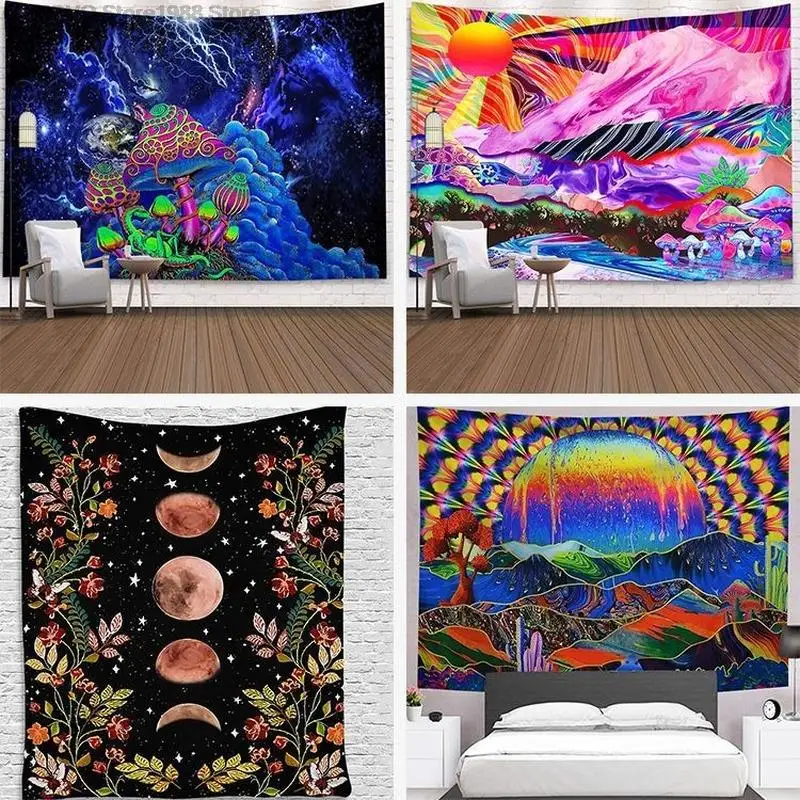 

Ins psychedelic tapisserie hause nacht dekoration tuch schlafzimmer hintergrund tuch hängen tuch mond garten tapisserie