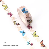 10pcslot 15mm10m foil colorful butterfly washi tape masking tapes decorative stickers diy stationery school supplies