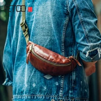 aetoo mens mobile phone bag trendy retro cowhide chest bag leather mini messenger bag