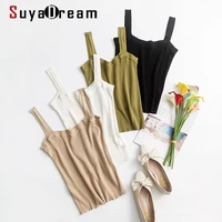 suyadream women silk camisole 70silk 30cotton kitted chic camis 2021 spring summer solid bottoming shirt