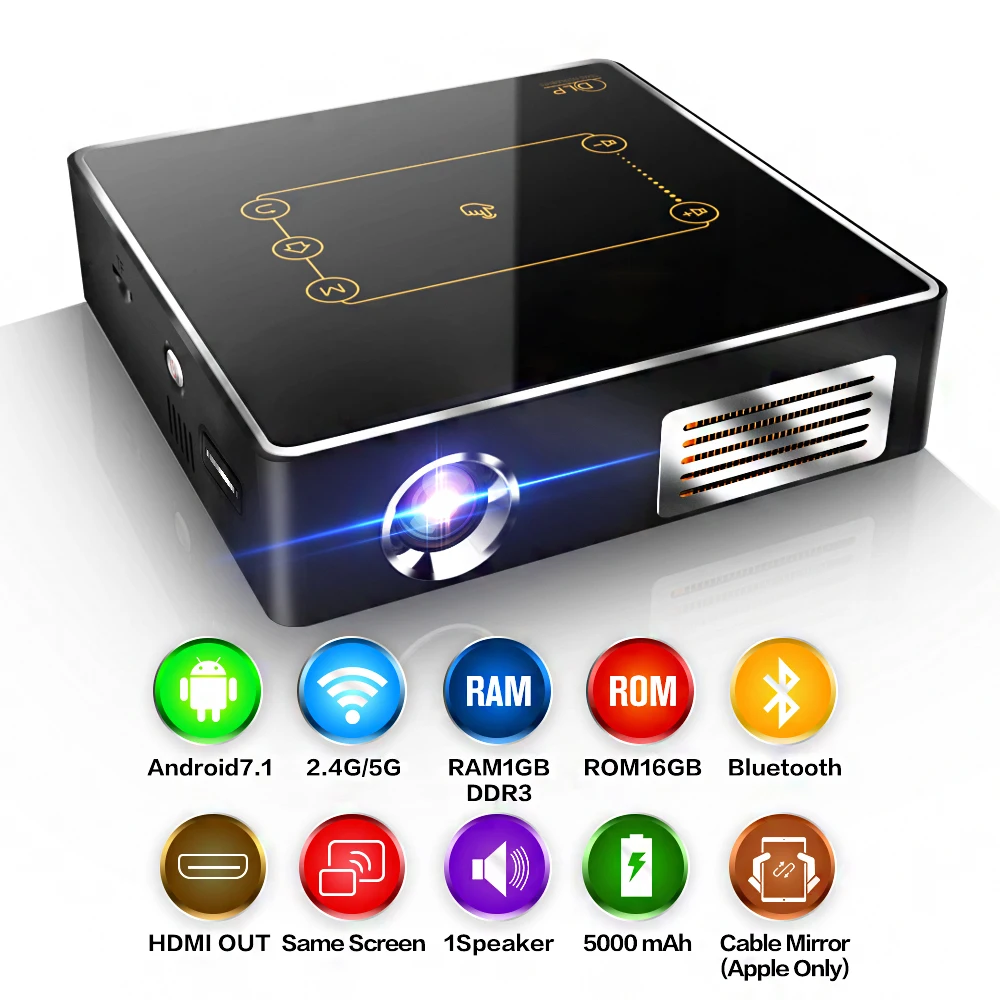 Портативный DLP проектор Real TV C9 Plus 4K Android 7 1 Wi Fi Bluetooth умный тачпад светодиодный для