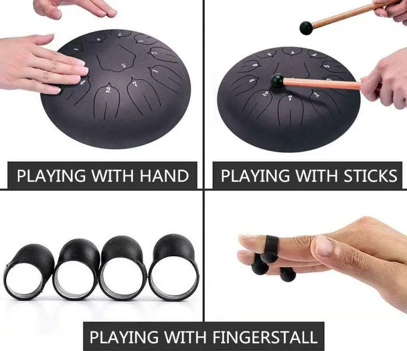 Music Education 6 Inch Tongue Drum 8 Tone Key Lotus Empty Muscial Instrument Accessories With Mallets Carry Bag8 | Спорт и