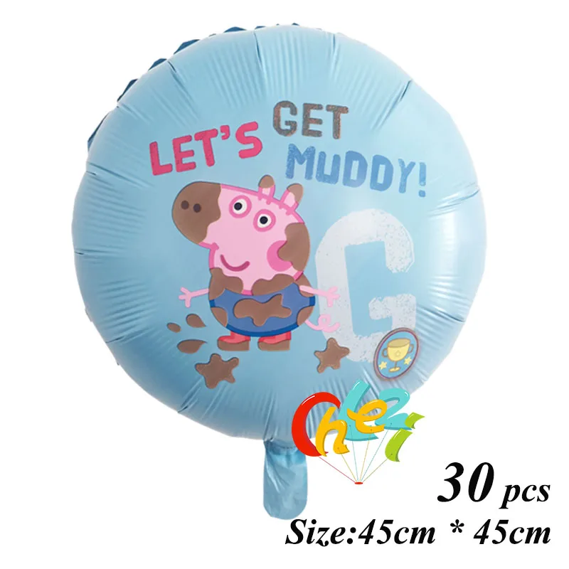 Round 9 30 шт PEPPAPIG воздушные шары Джордж мальчик девочка день рождения украшение для дома PEPPAPIG Воздушный баллон гелия Рождество детский душ - Цвет: Round 9