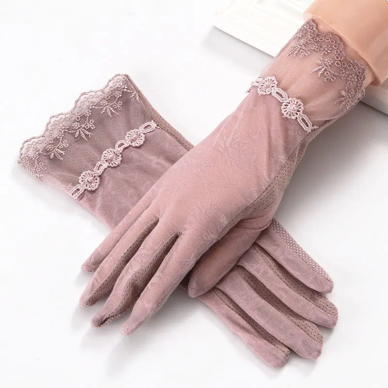 

Summer Sunshade Driving Touch Screen Sunscreen Gloves Women's Ice Lace Short Thin Cotton Cycling Motorcycle Outdoor Antiskid