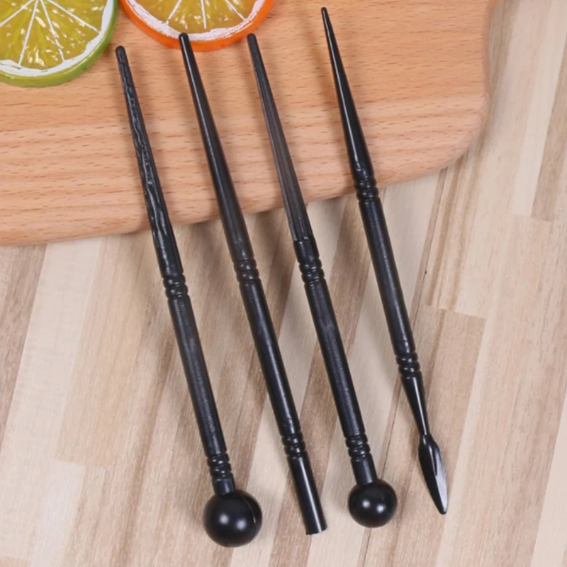 

4Pcs/lot Black Ceramic Polymer Clay Brush Diy Carving Craft Tool Soft ceramic shaping pen sculpture tool Ceramics Pottery Tools
