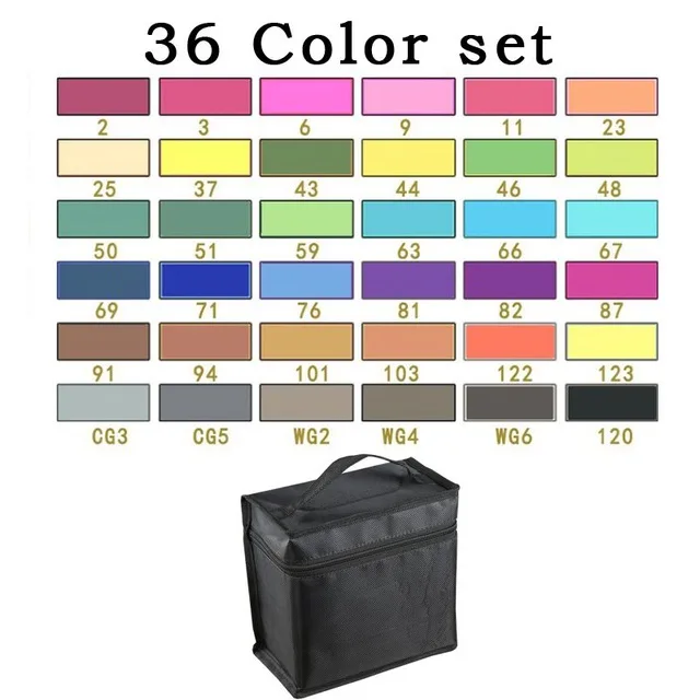 36 Color with a bag Улучшенный художественный маркер спиртовые маркеры двуглавый маркер ручка комплект, принадлежности для живописи красочные водонепроницаемые ручки кисти ручка чертежные маркеры - Цвет: 36 Color with a bag