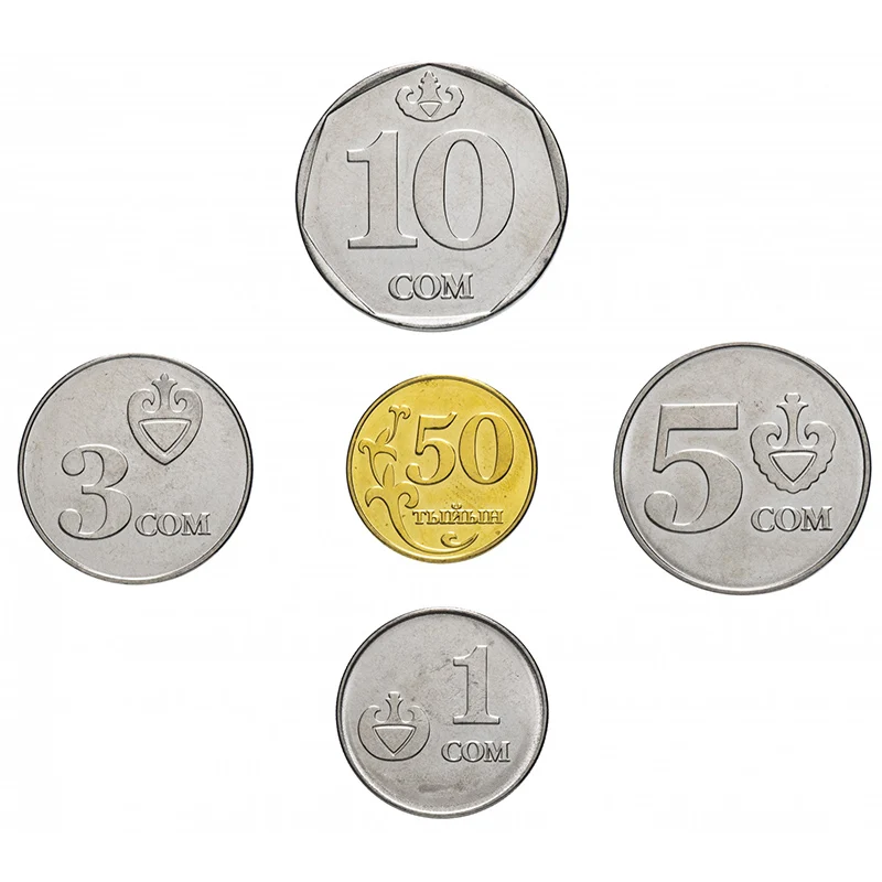 Набор из 7 шт. киргизийские монеты Азия 100% оригинальные для коллекции Unc Новинка -