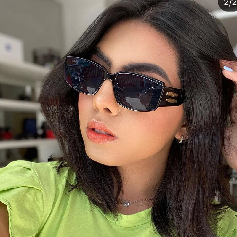 

Retro Women's Square Small Sunglasses Men Metal Craft Shades Brand Sexy Cat Eye Sun Glasses For Female Oculos de sol UV400
