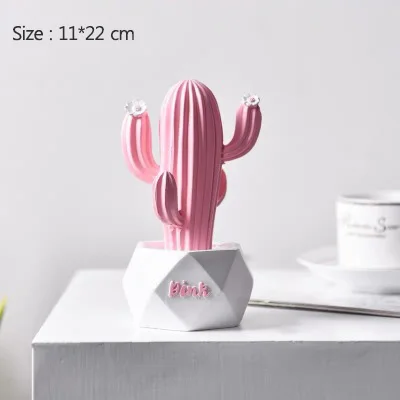 L-Pink-Columnar Strongwell нордическая имитация кактус смола статуя розовая девочка Подарочная скульптура современное искусство украшения дома аксессуары стол - Цвет: L-Pink-Columnar