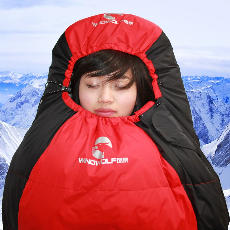 

215*55cm Sleeping Bag Outdoor Adult Duck Down Adult Winter Warming Air Bed Camping Trip Nature Hike Sac De Couchage Lazy Bag