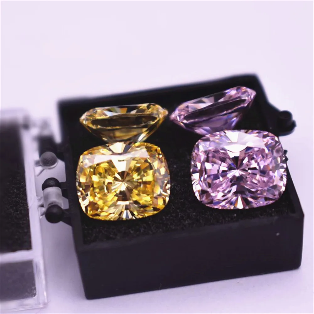

Grade AAA Light Pink or Light Yellow Cubic Zirconia Rectangle Faceted Gemstone Cushion Cut Cubic Zirconia C45Z