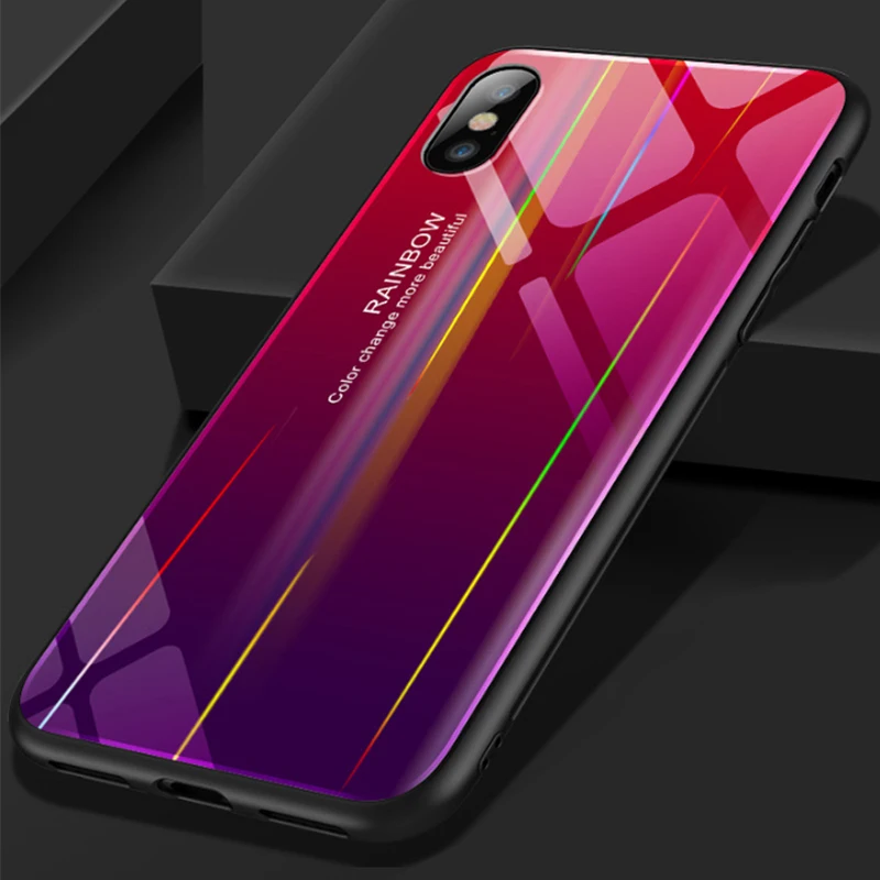 Для iPhone 7 чехол для телефона Aurora градиентный из закаленного стекла 11 XS Max 6 6s 8 Plus X XR